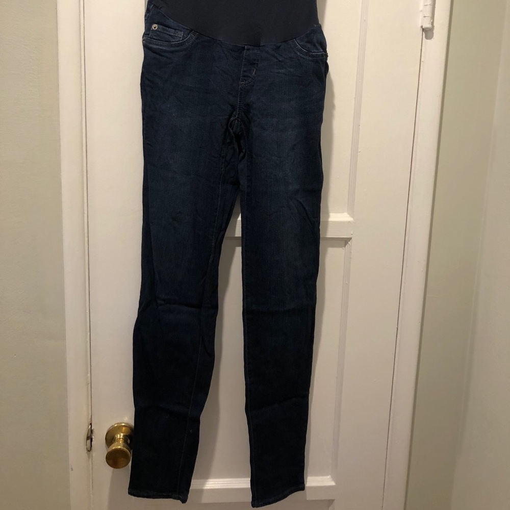Skinny dark wash maternity jeans
